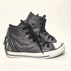 Converse All Stars Leather Hi Top Zippers & Fringe